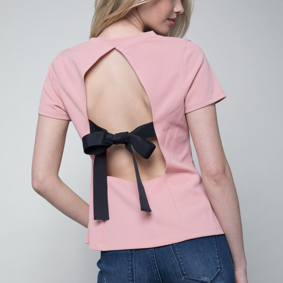 bebe Tops - NWT Bebe Debbie Bow Top Blouse Rose XL